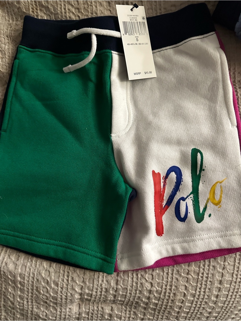 🐎 Polo by Ralph Lauren Colorblock Kids Shorts - Green/White